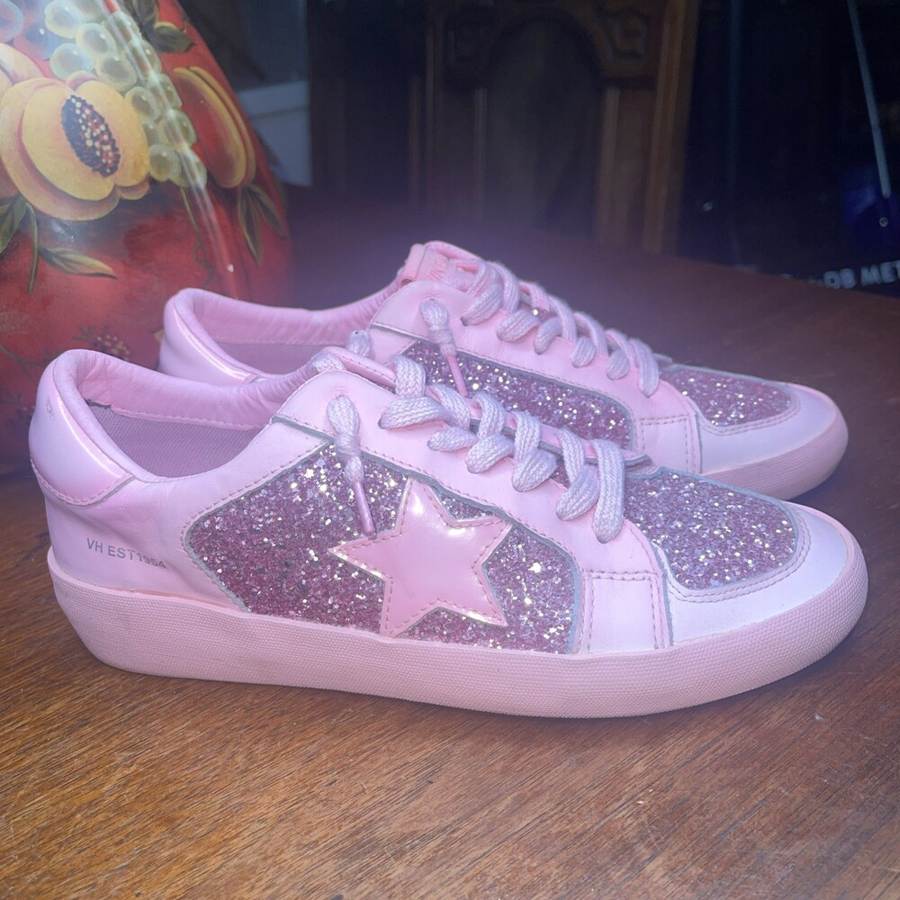Vintage Havana Alexis 2 Glitter Lace Up Womens Pink Sneakers Casual Shoes Size9